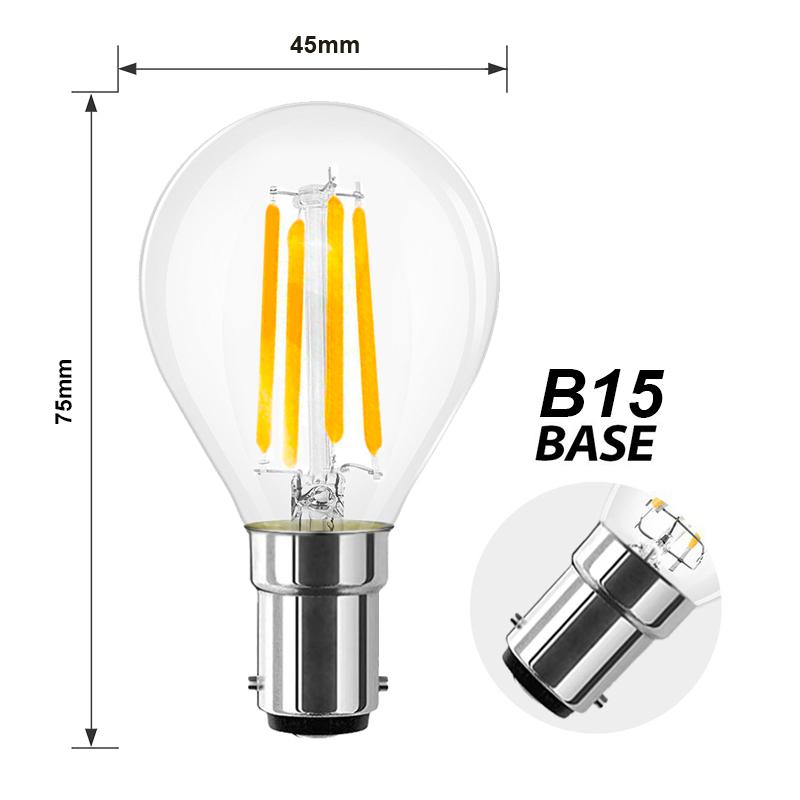  G45 Vintage Style Dimmable B15 4W LED Filament Globe Light Bulb