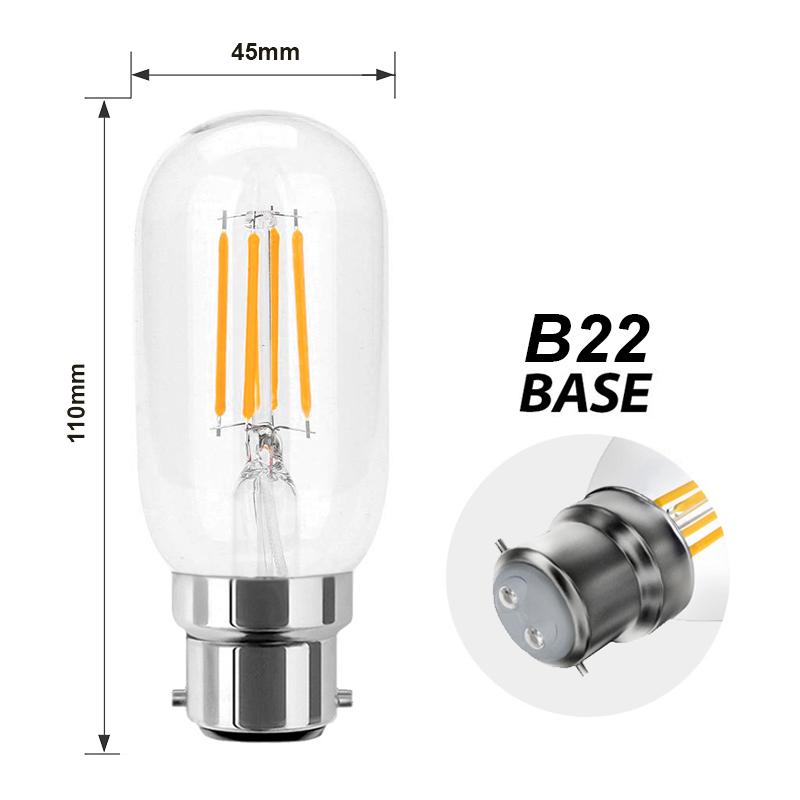  T45 Vintage Style Dimmable B22 4W LED Filament Tubular Light Bulb