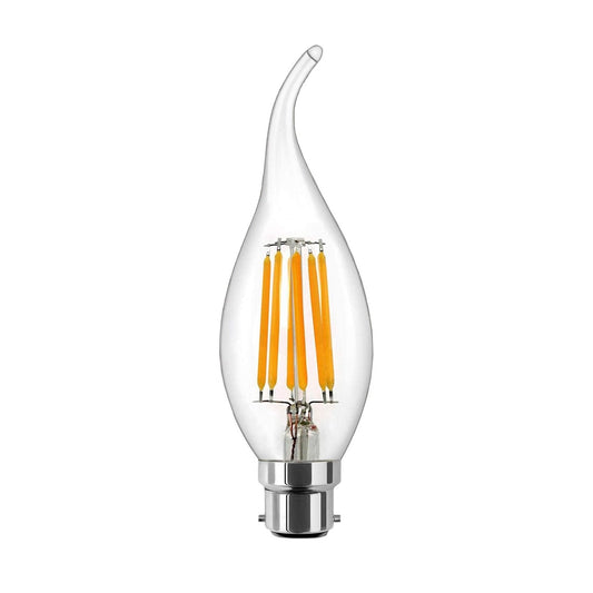  C35 Vintage Style Dimmable B22 6W LED Filament Flame Tip Candle Light Bulb