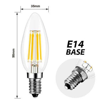  C35 Vintage Style Dimmable E14 4W LED Filament Candle Light Bulb