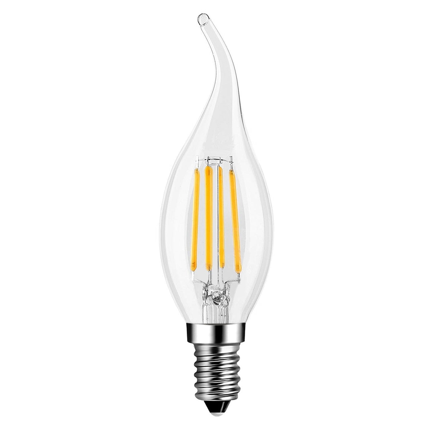  C35 Vintage Style Dimmable E14 4W LED Filament Flame Tip Candle Light Bulb