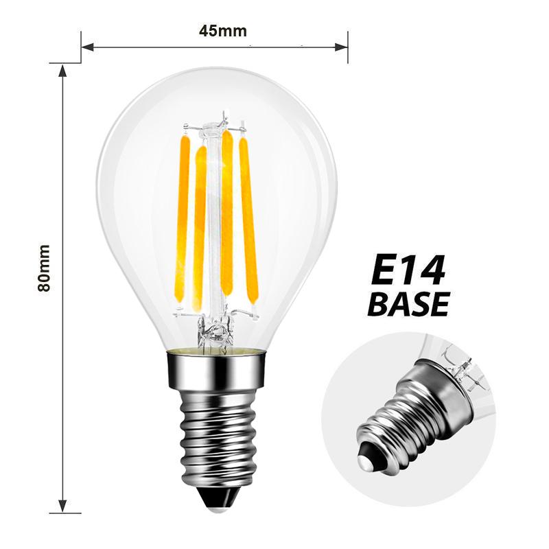  G45 Vintage Style Dimmable E14 4W LED Filament Globe Light Bulb