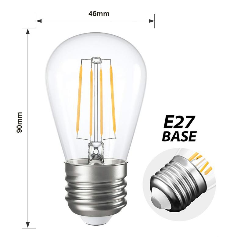  S14 Vintage Style Dimmable E27 4W LED Filament Pear Light Bulb
