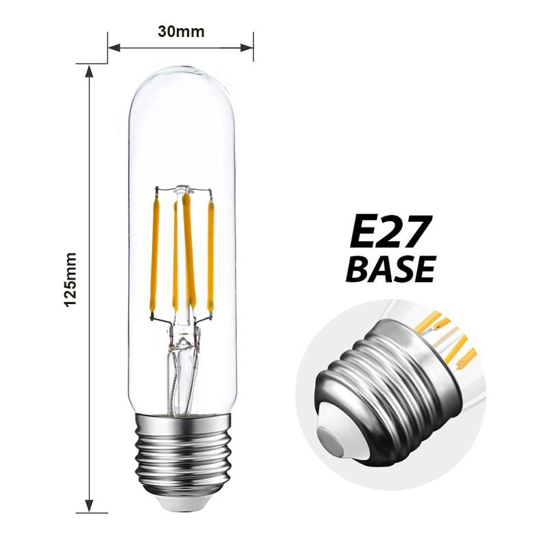  T30-125 Vintage Style Dimmable E27 4W LED Filament Tubular Light Bulb
