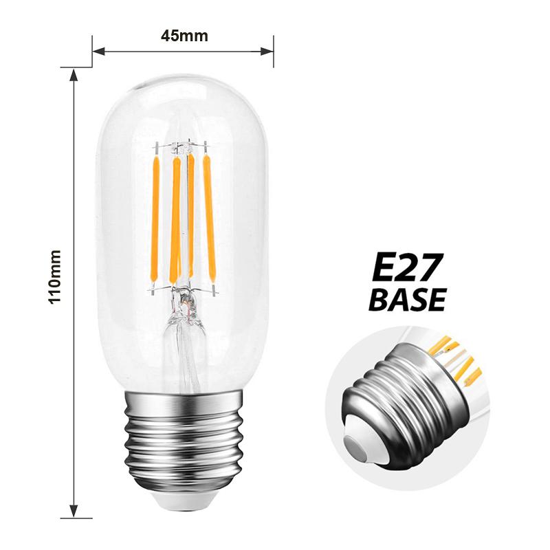 T45 Vintage Style Dimmable E27 4W LED Filament Tubular Light Bulb
