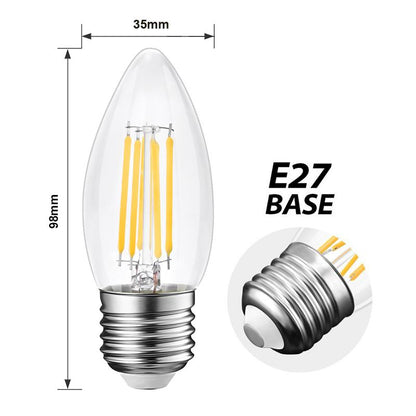  C35 Vintage Style Dimmable E27 6W LED Filament Candle Light Bulb