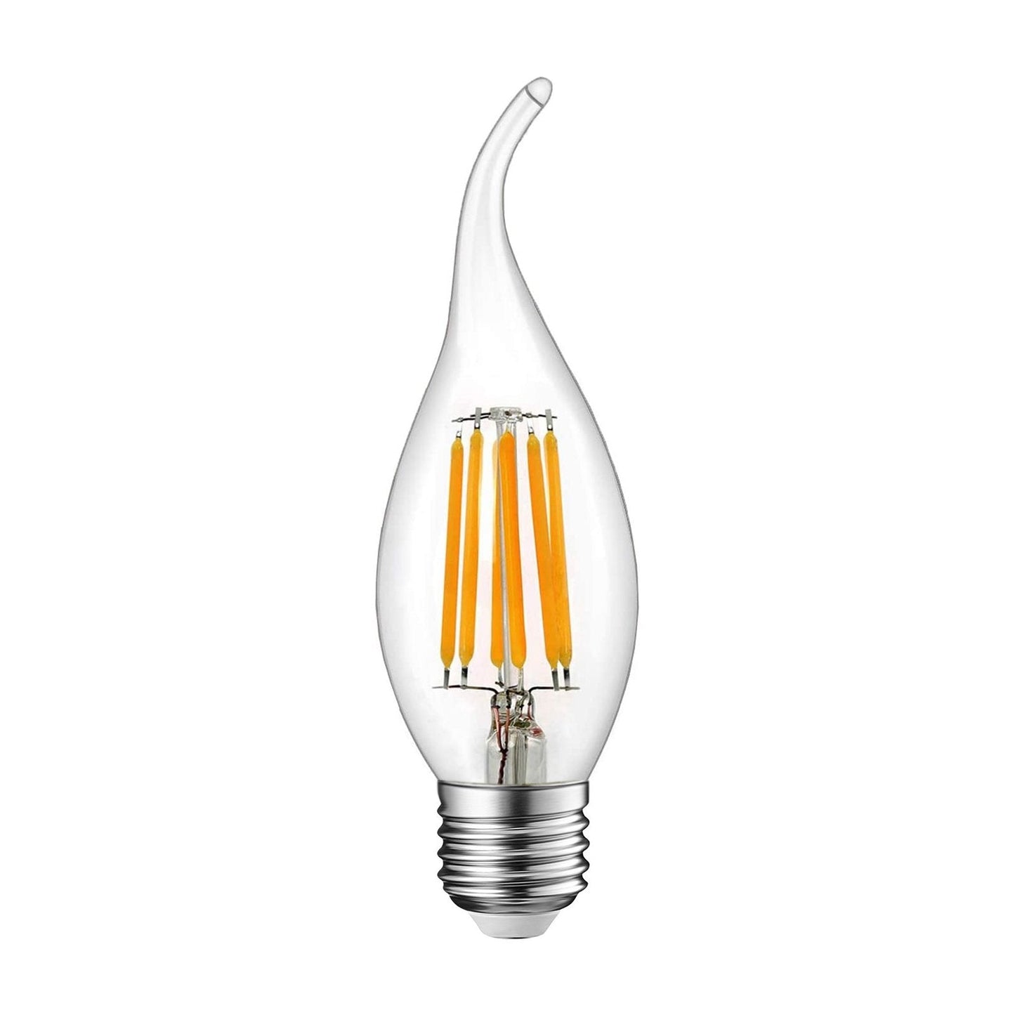  C35 Vintage Style Dimmable E27 6W LED Filament Flame Tip Candle Light Bulb