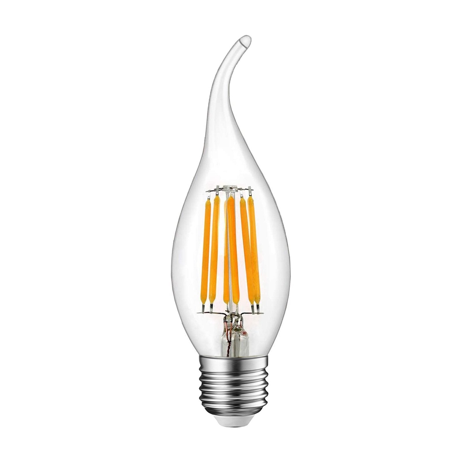  C35 Vintage Style Dimmable E27 6W LED Filament Flame Tip Candle Light Bulb