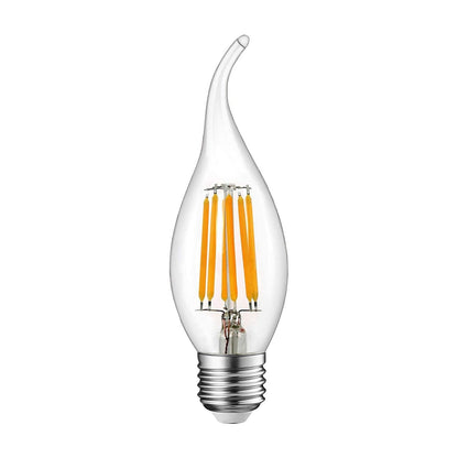  C35 Vintage Style Dimmable E27 6W LED Filament Flame Tip Candle Light Bulb