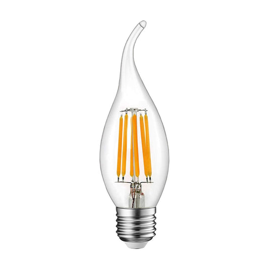  C35 Vintage Style Dimmable E27 6W LED Filament Flame Tip Candle Light Bulb