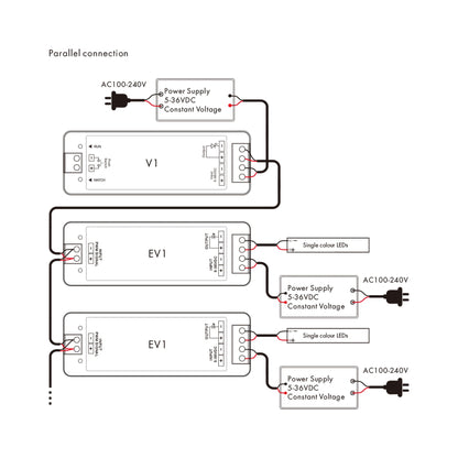  1CH*8A 5-36V Single Colour Dimming Power Repeater EV1