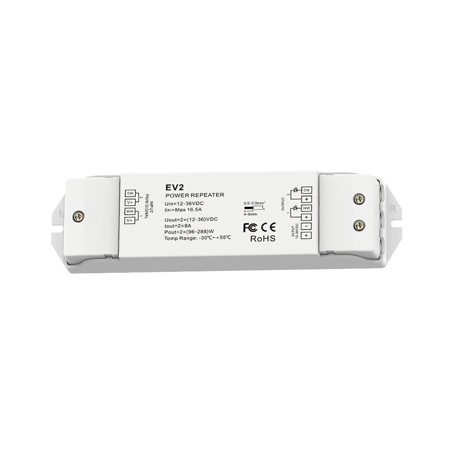  2CH*8A 12-36V Dimming/CCT Power Repeater EV2
