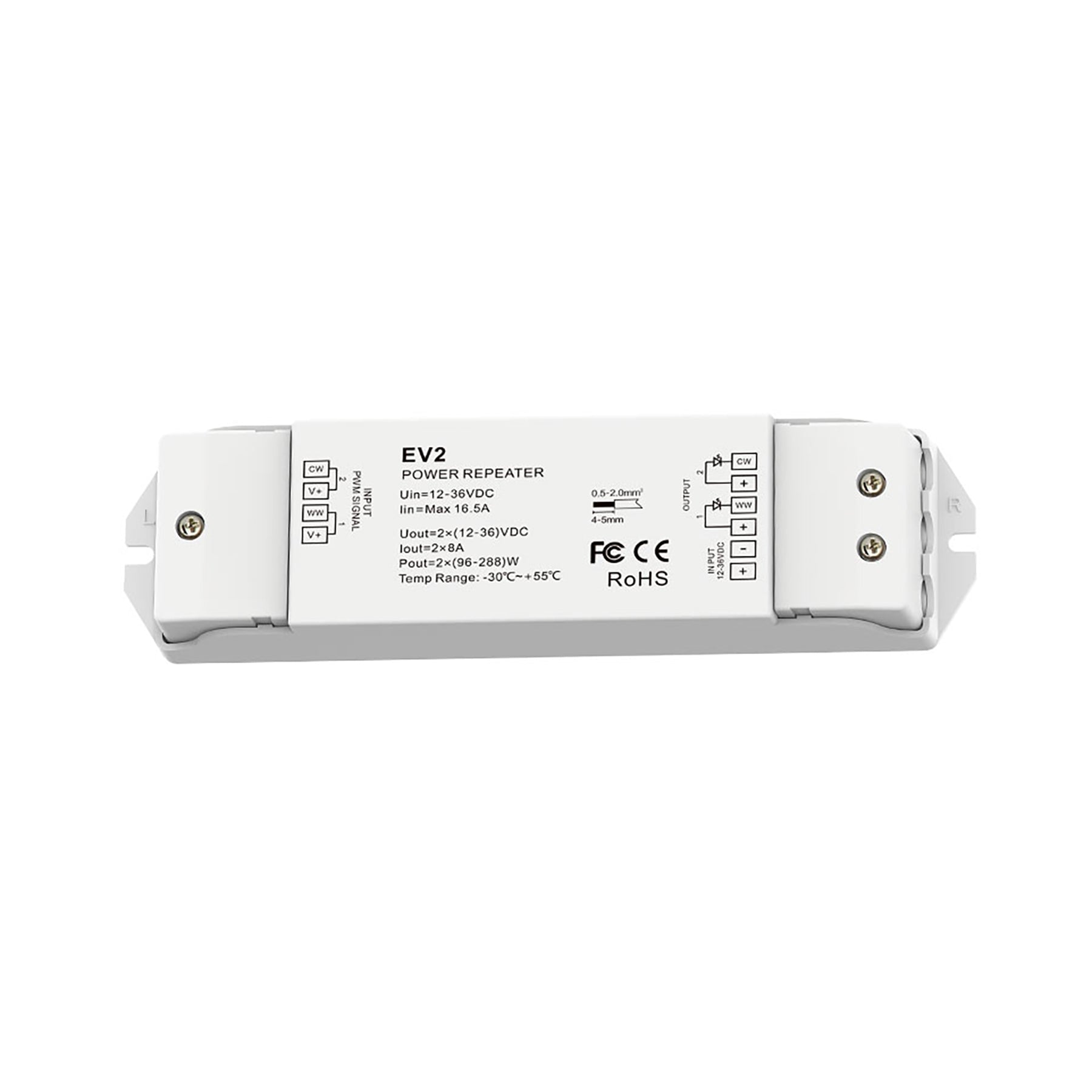  2CH*8A 12-36V Dimming/CCT Power Repeater EV2