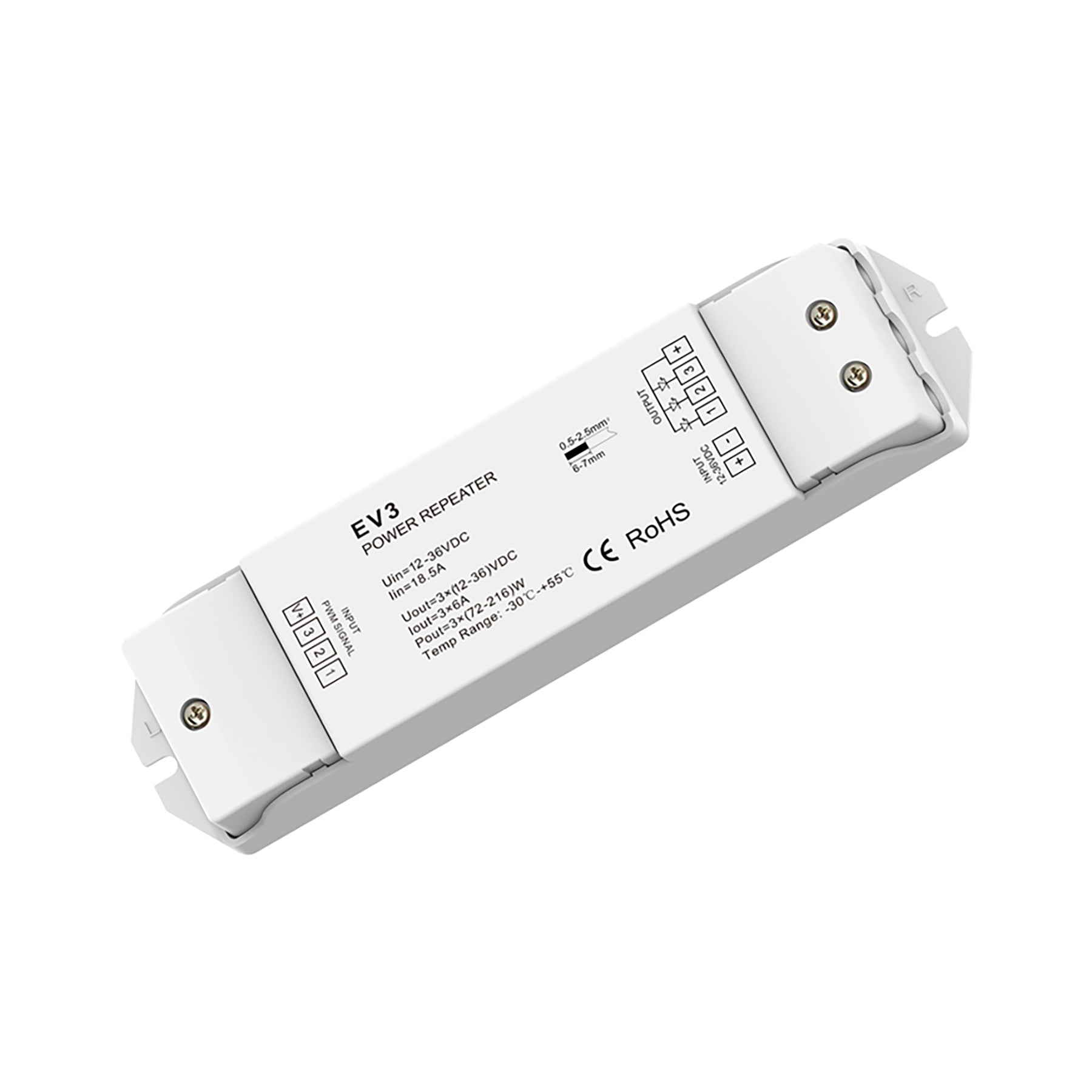  3CH*6A 12-36V Dimming/RGB Power Repeater EV3