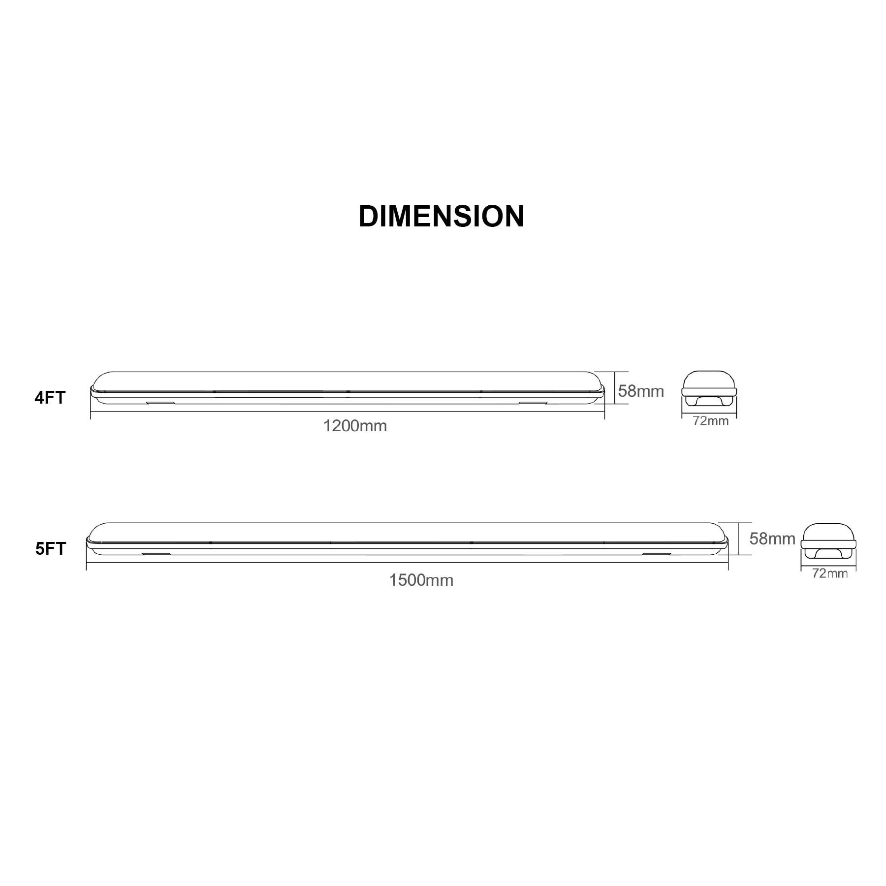  LED Tri-Proof Non-Corrosive Batten Light 3CCT