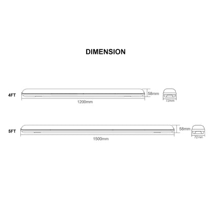  LED Tri-Proof Non-Corrosive Batten Light 3CCT