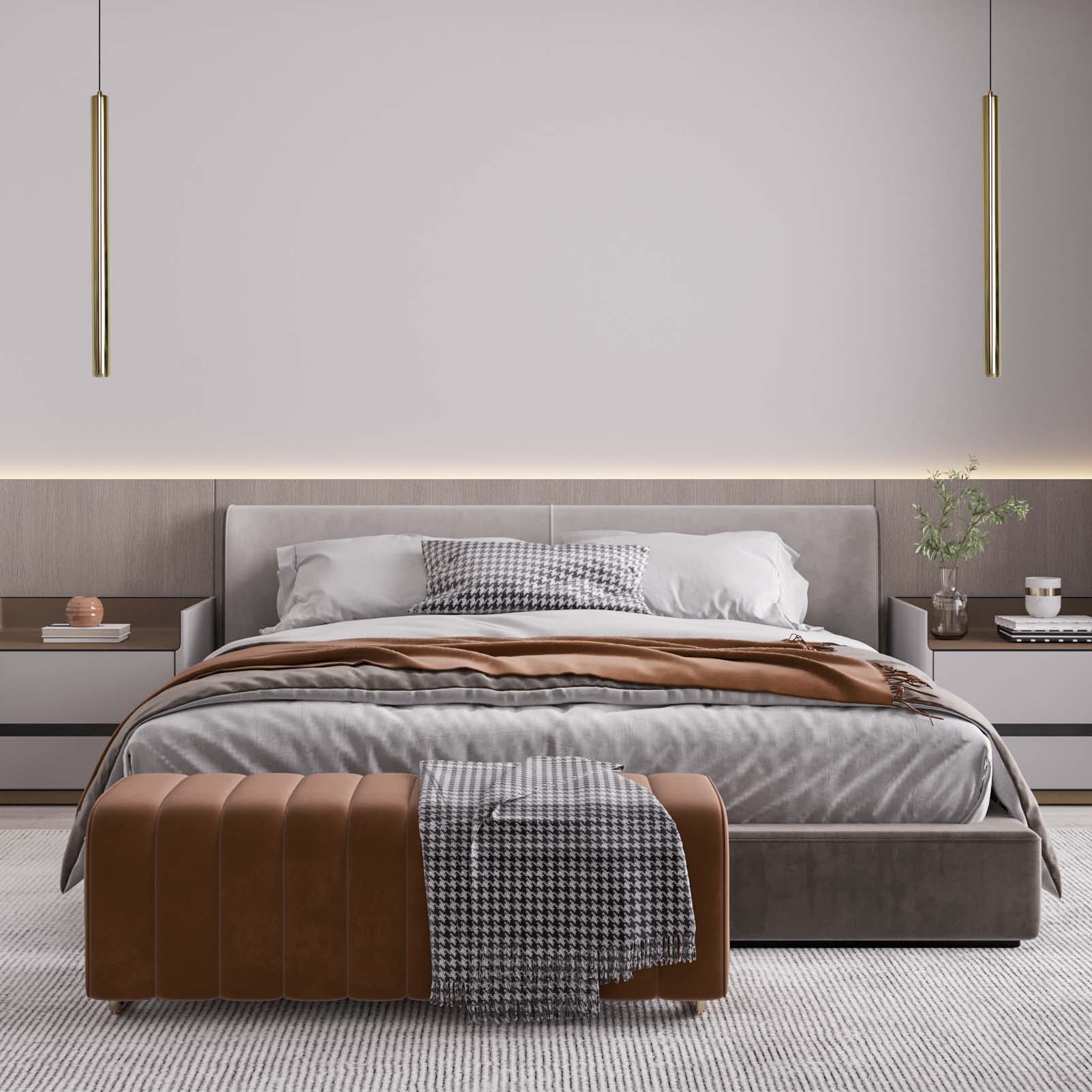  Gold LED Cylinder Pendant Light