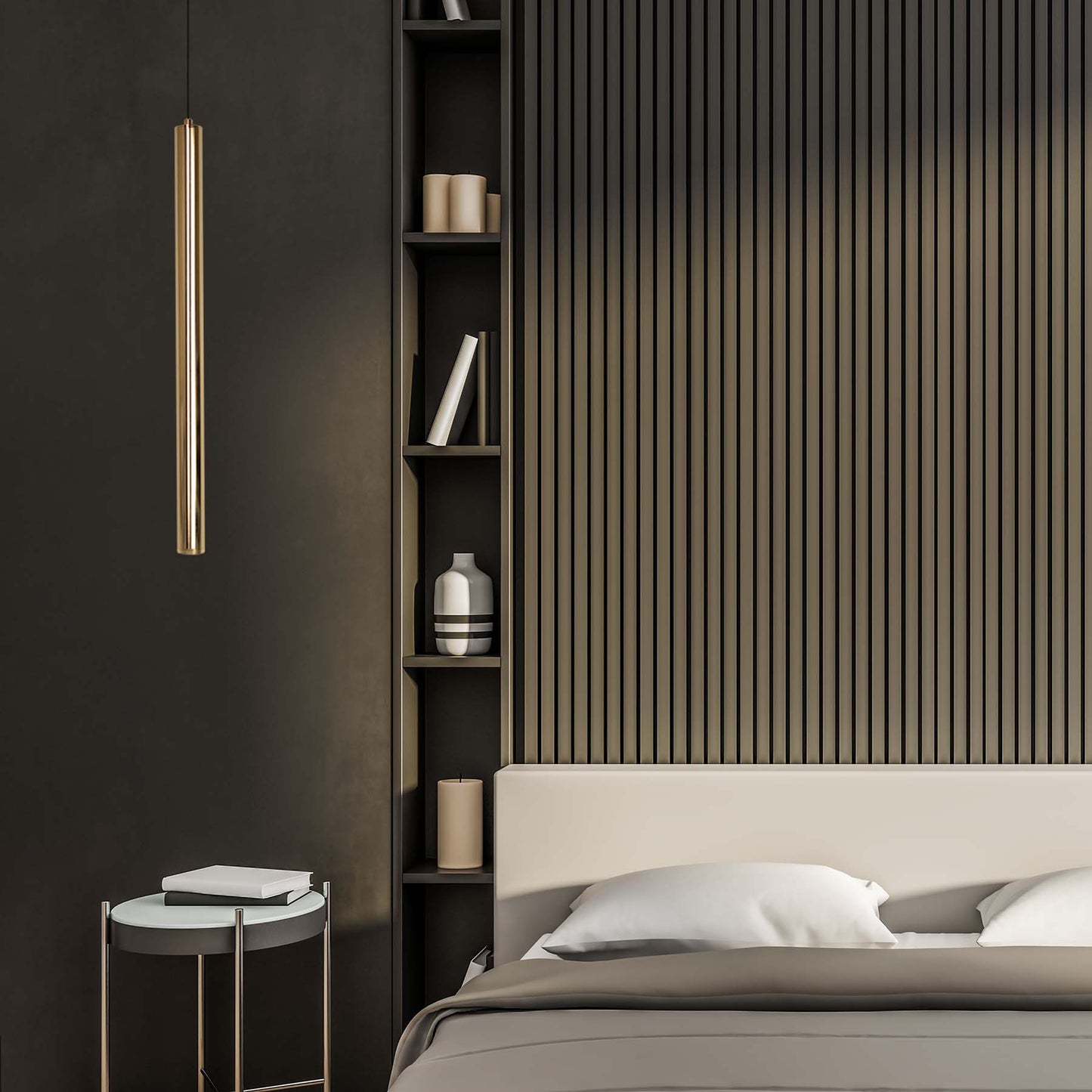  Gold LED Cylinder Pendant Light