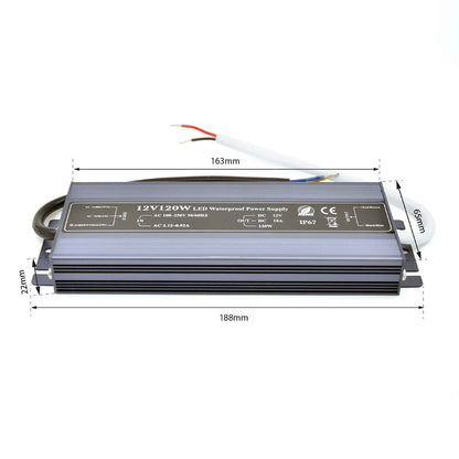  LED Power Supply Transformer DC 12V 120W 10A IP67