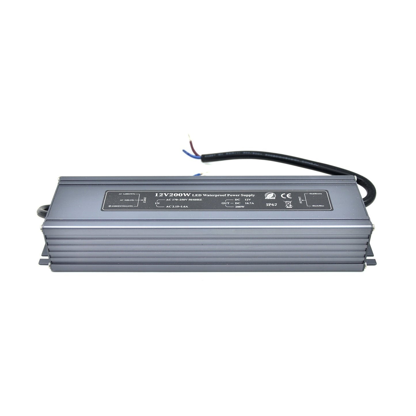  LED Power Supply Transformer DC 12V 200W 16.7A IP67