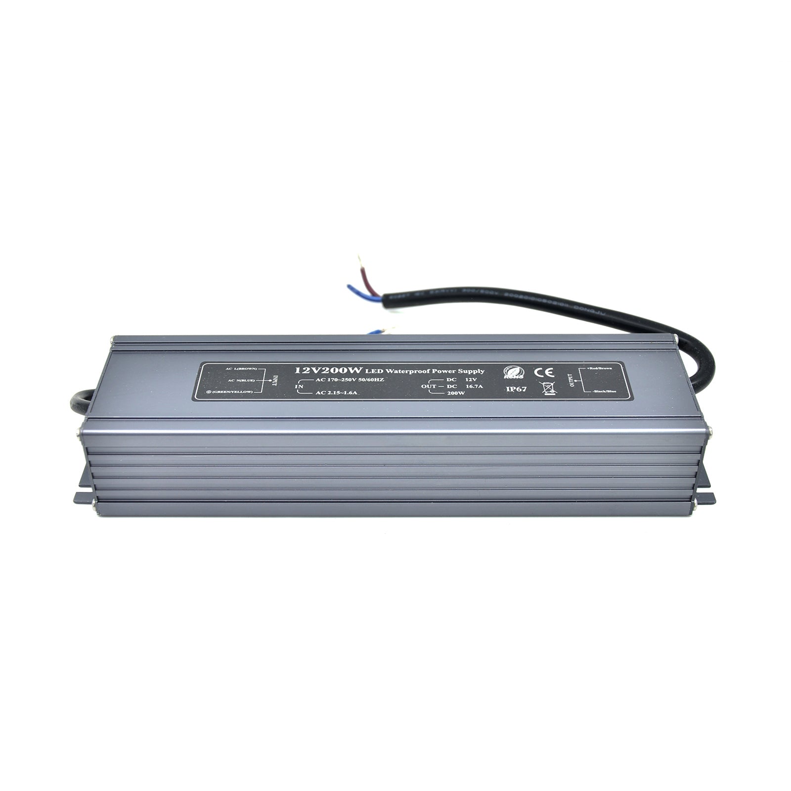  LED Power Supply Transformer DC 12V 200W 16.7A IP67