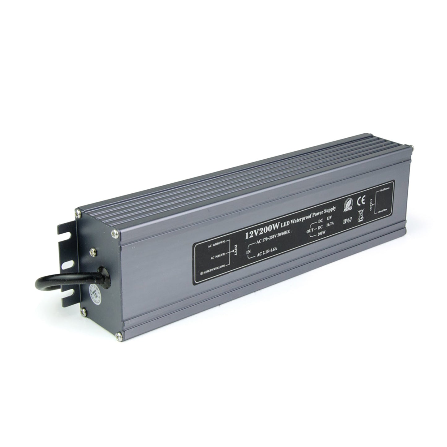 LED Power Supply Transformer DC 12V 200W 16.7A IP67