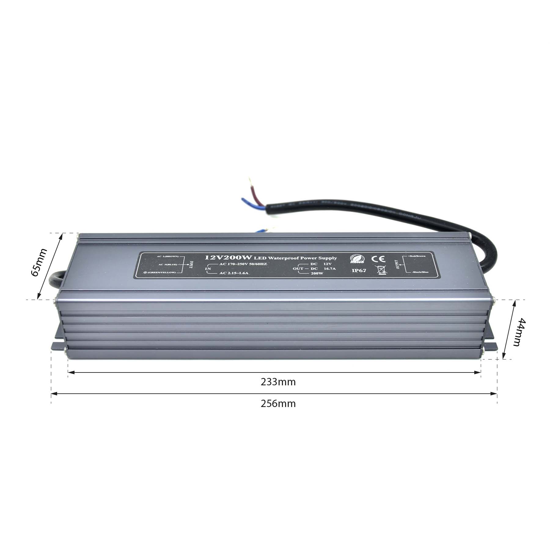  LED Power Supply Transformer DC 12V 200W 16.7A IP67