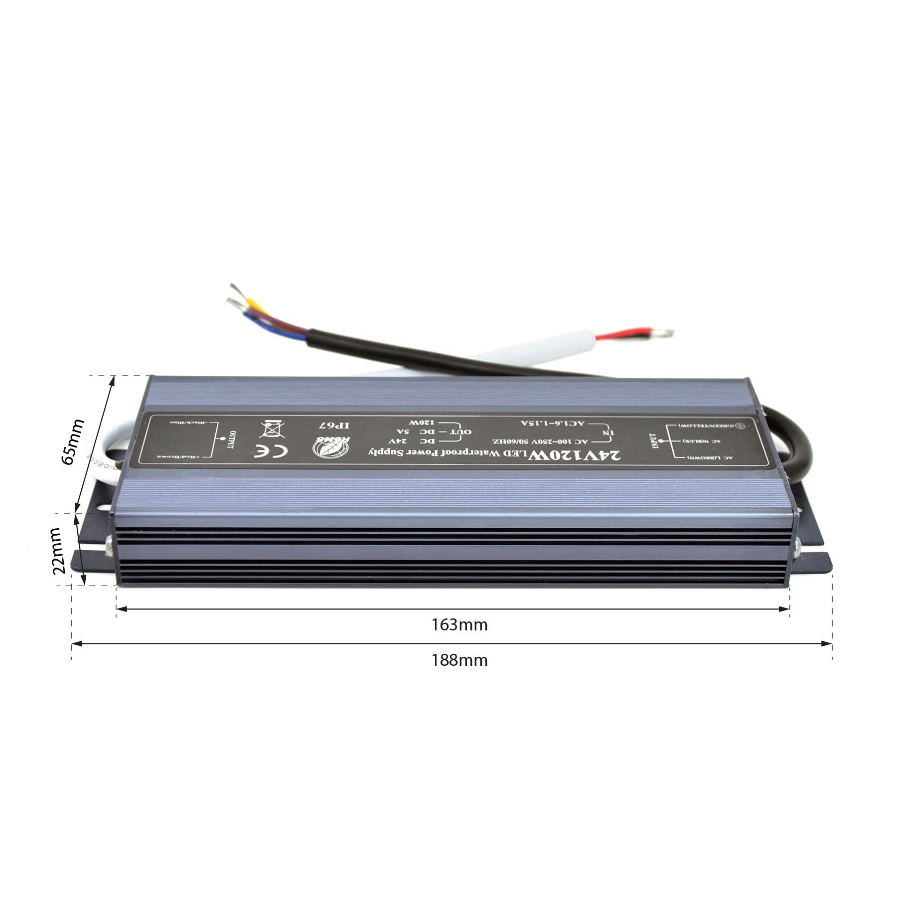  LED Power Supply Transformer DC 24V 120W 5A IP67