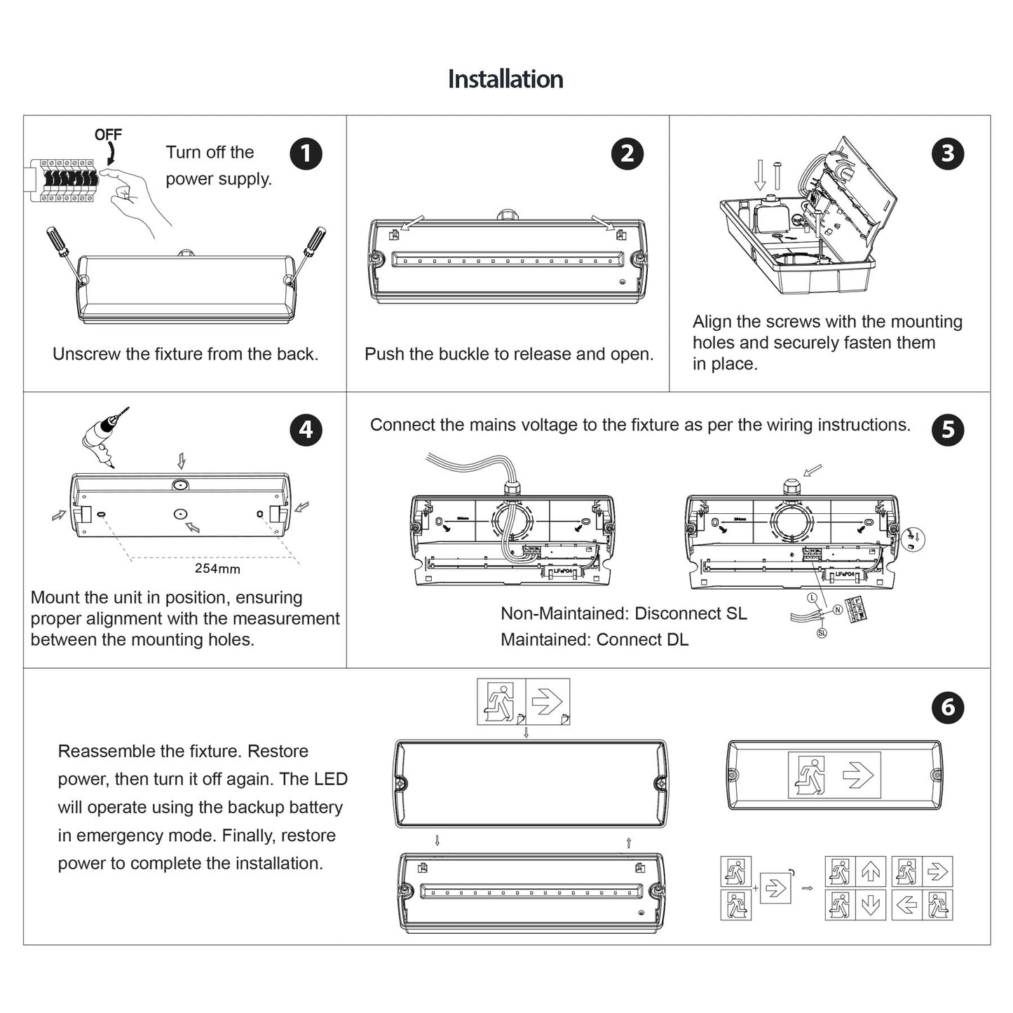  LED Emergency Bulkhead IP65 1W 150Lms