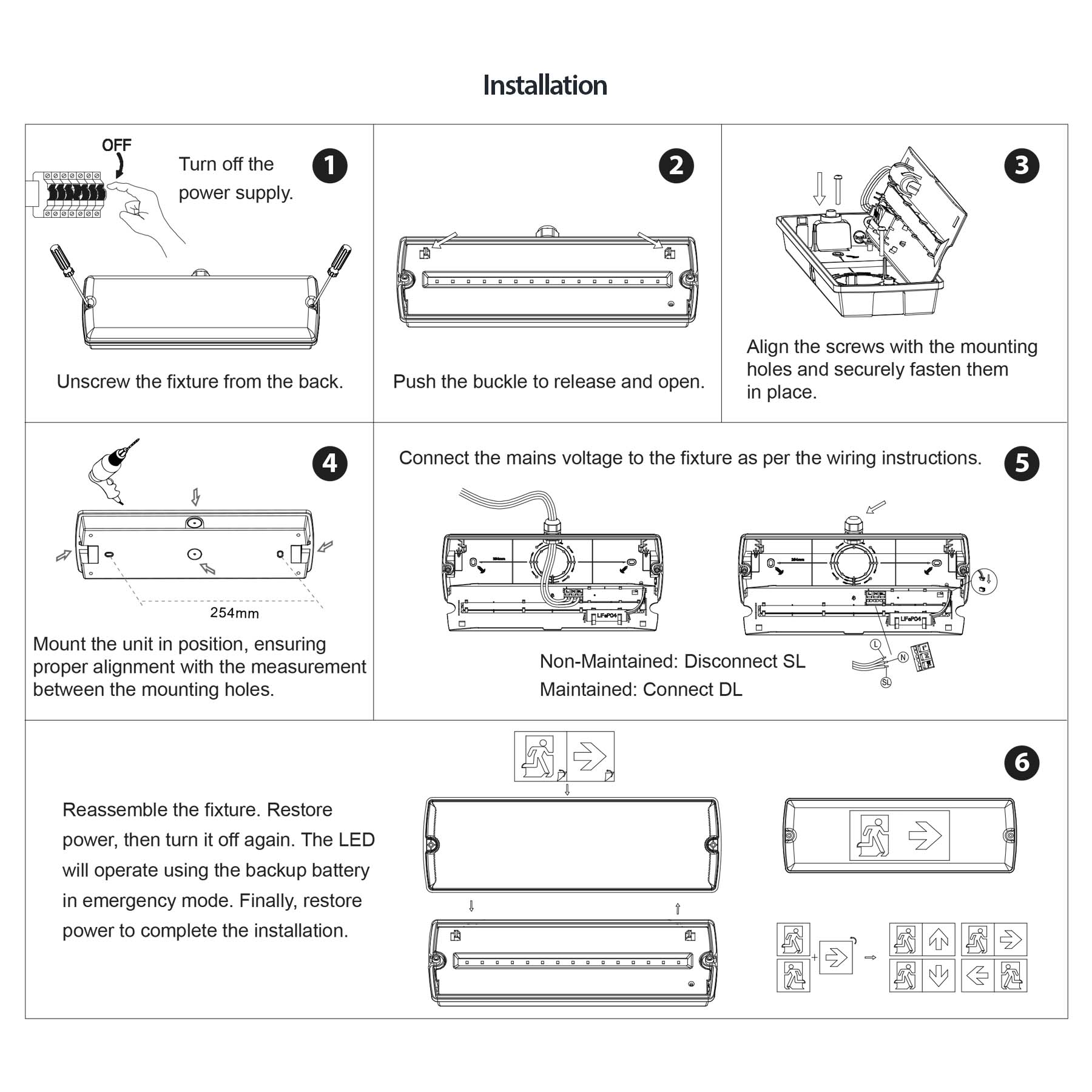  LED Emergency Bulkhead IP65 1W 150Lms