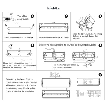  LED Emergency Bulkhead IP65 1W 150Lms