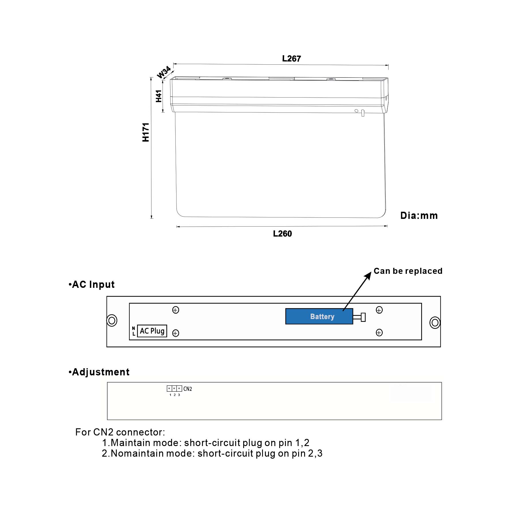  2W LED Emergency Exit Light - Left Arrow Legend
