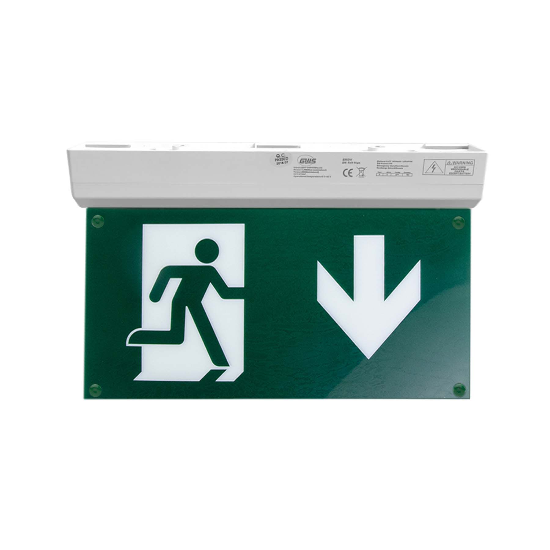  2W LED Emergency Exit Light - Down Arrow Legend