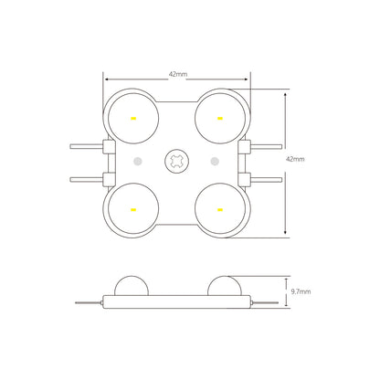  2835 2W 4 LED Injection Module – 12V Cool White, IP67 For Signage