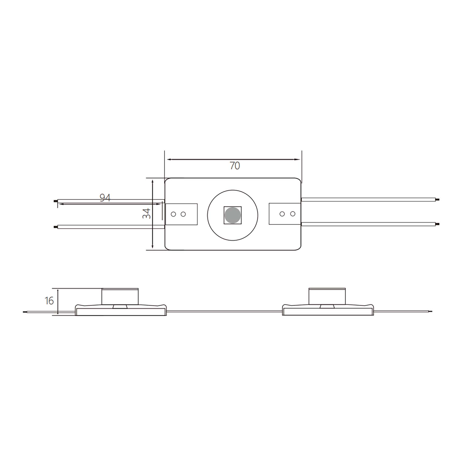  2835 3W 1 LED Sidelight Injection Module – 12V Cool White, IP67, 15°x45° Beam
