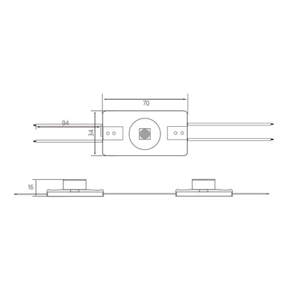  2835 3W 1 LED Sidelight Injection Module – 12V Cool White, IP67, 15°x45° Beam