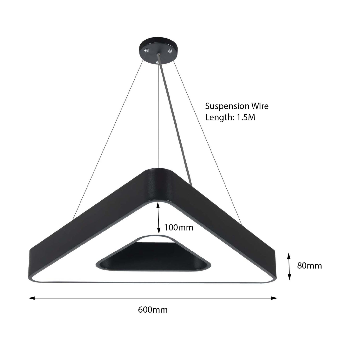  Black LED Triangular Halo Pendant Light 3CCT
