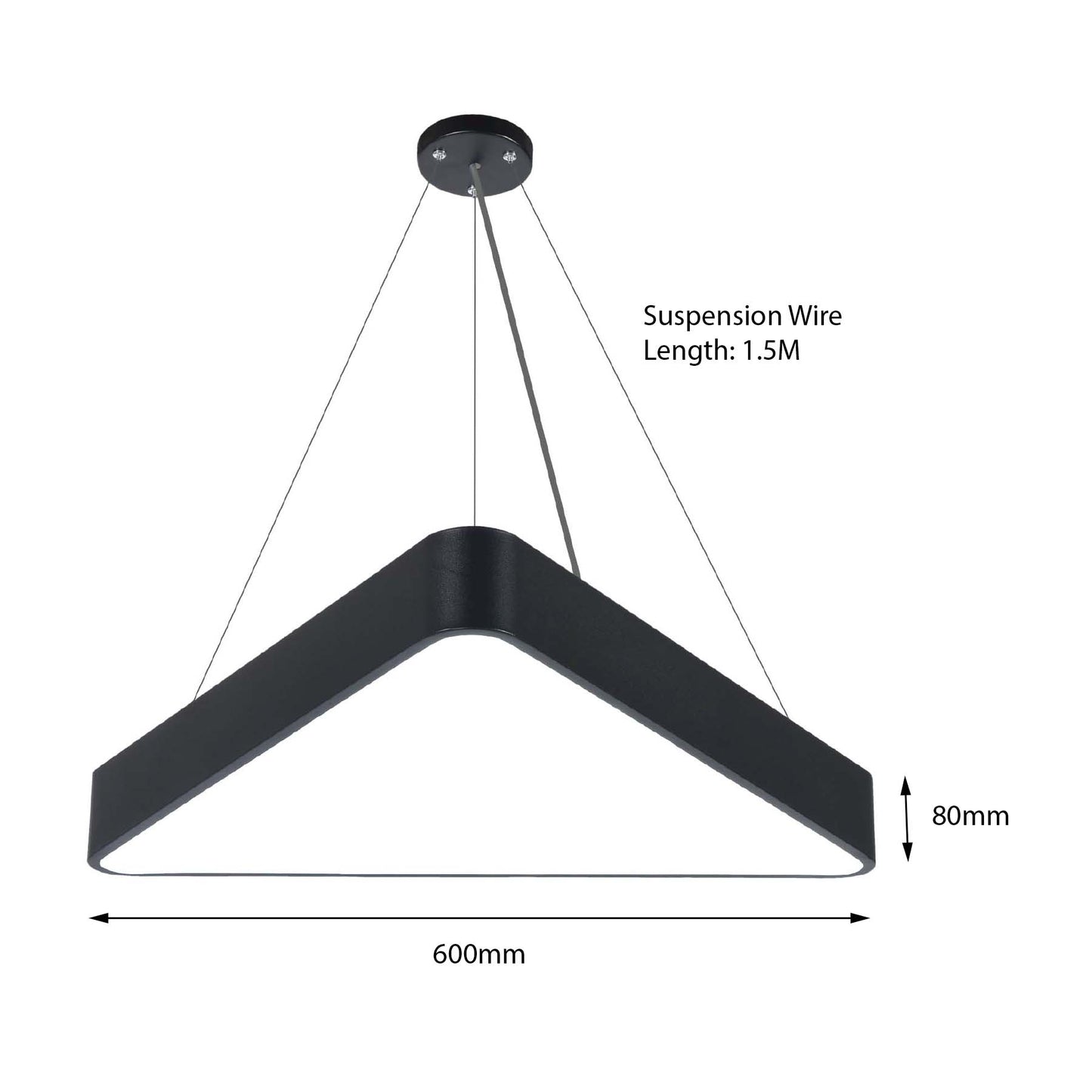  Black LED Triangular Pendant Light 3CCT