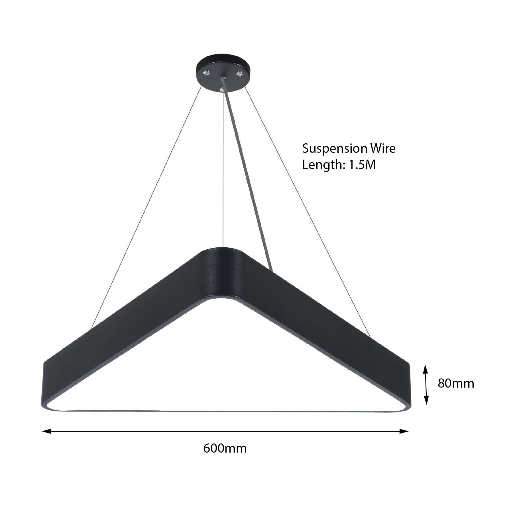  Black LED Triangular Pendant Light 3CCT
