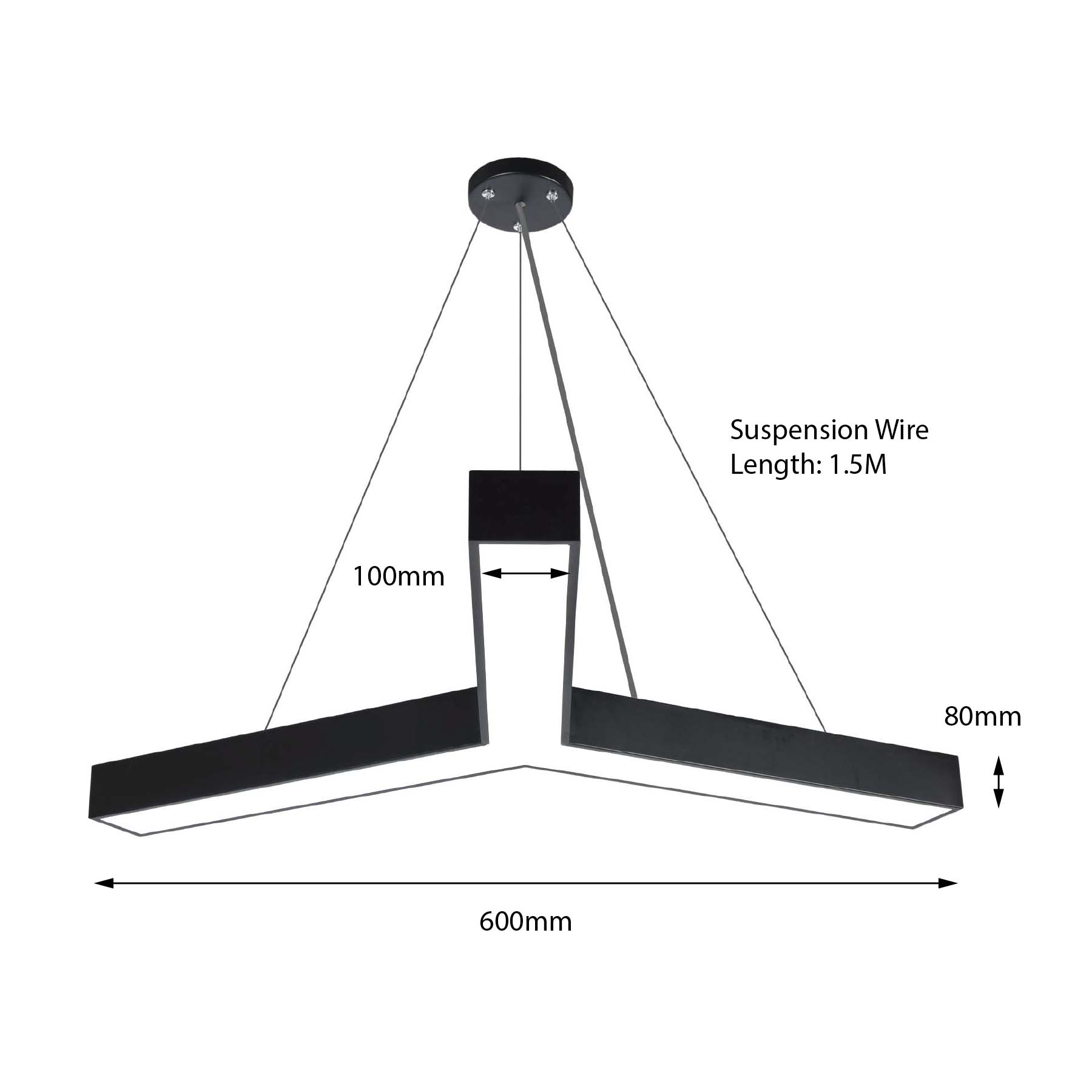  Black LED Y Shape Pendant Light 3CCT