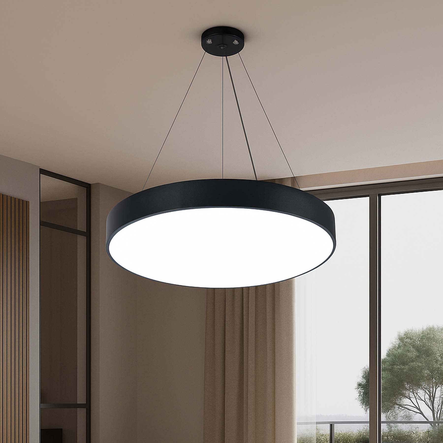  Black LED Circular Pendant Light 3CCT