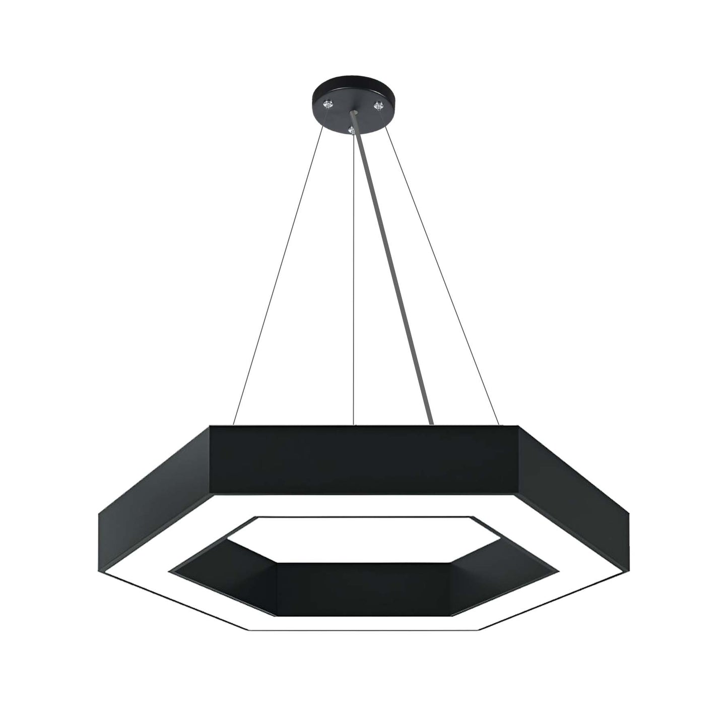  Black LED Hexagon Halo Pendant Light 3CCT