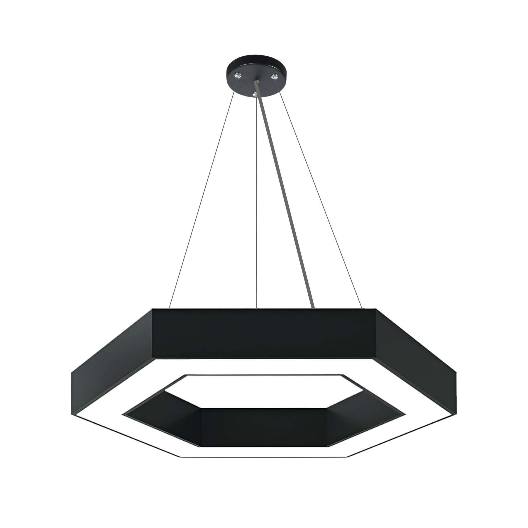  Black LED Hexagon Halo Pendant Light 3CCT