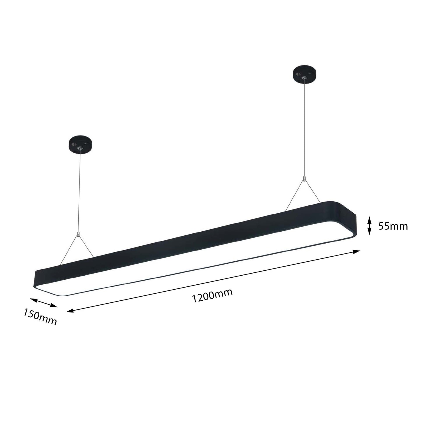  Black LED Rectangular Pendant Light 3CCT