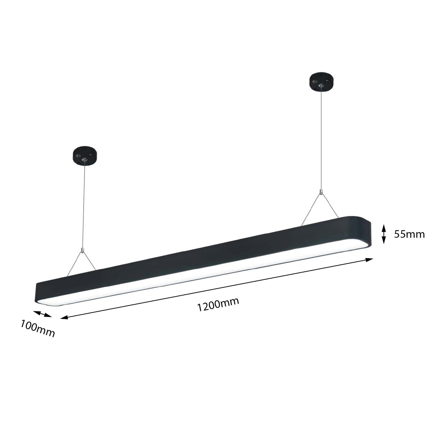  Black LED Rectangular Pendant Light 3CCT