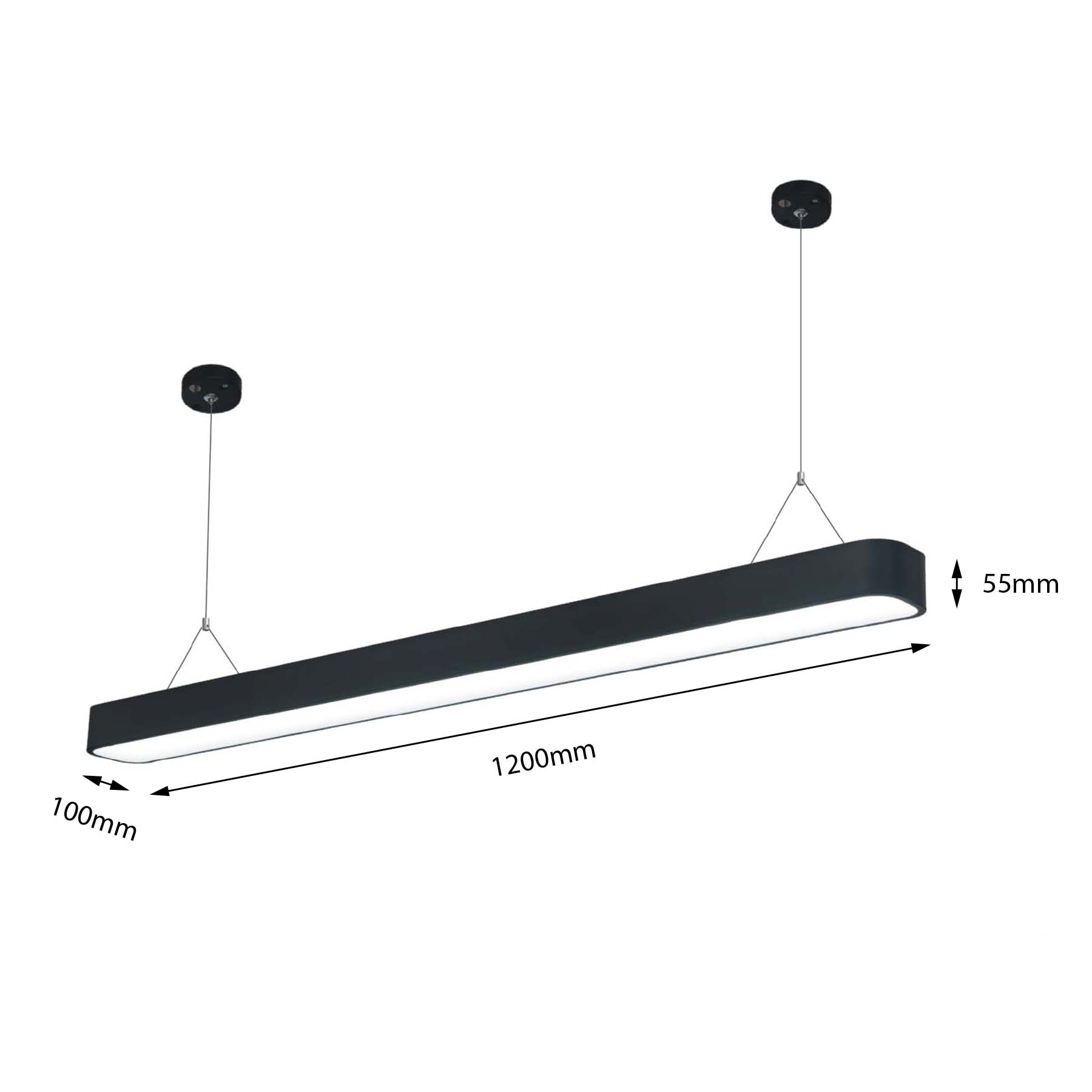  Black LED Rectangular Pendant Light 3CCT