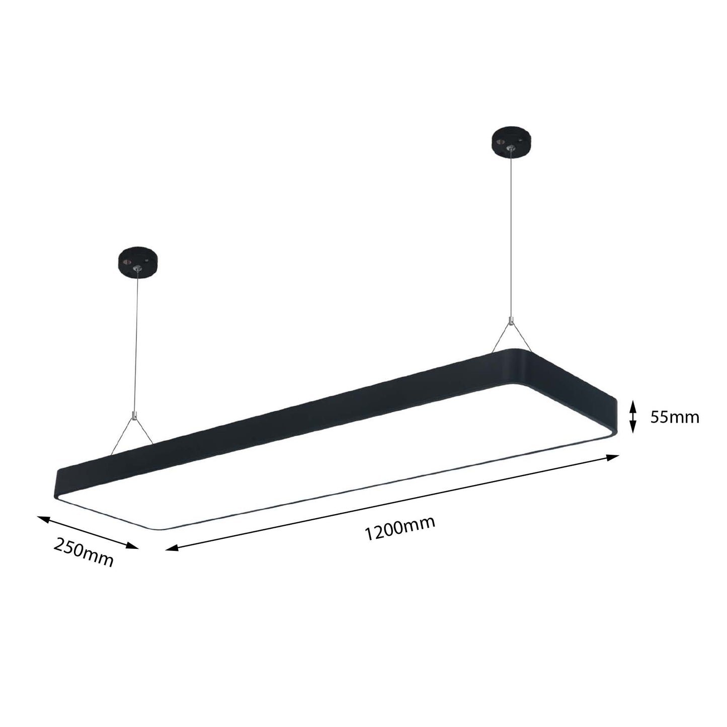  Black LED Rectangular Pendant Light 3CCT