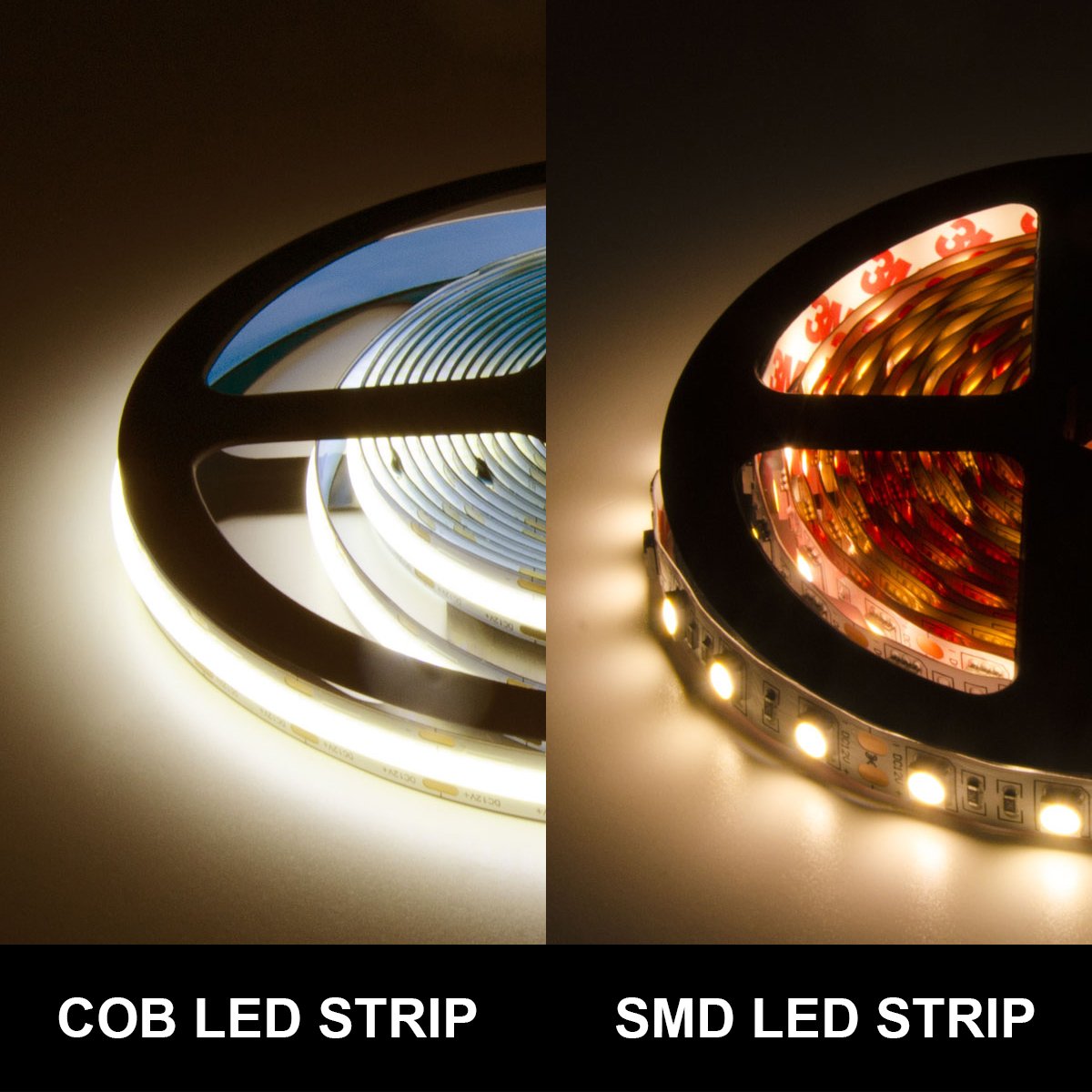  LED COB Strip Light, Seamless, 5M Reel, IP20, 12V, 10mm Wide