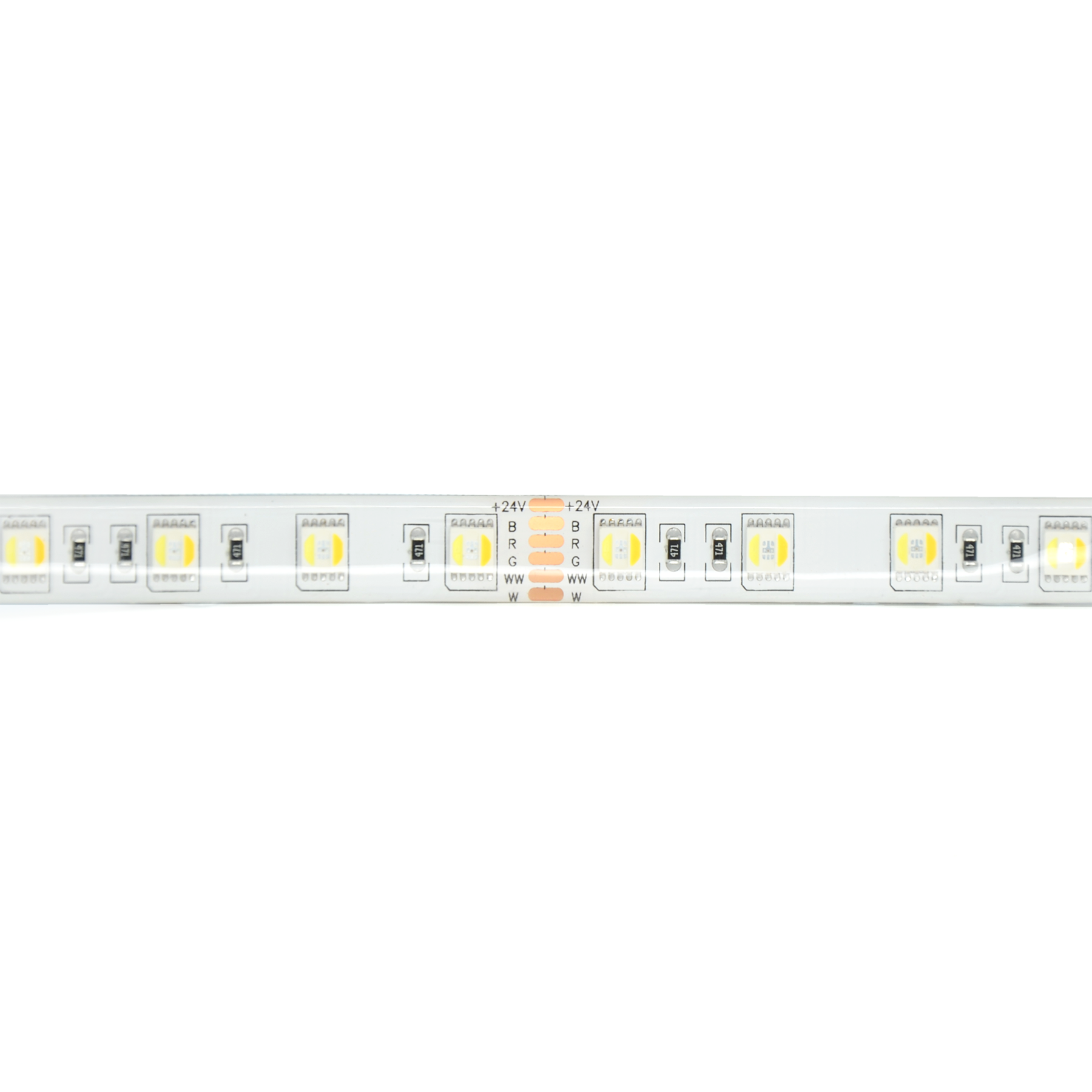  LED 5050 Strip Light, 5M Reel, IP44, 24V, 60 LEDs/M, RGB+CCT