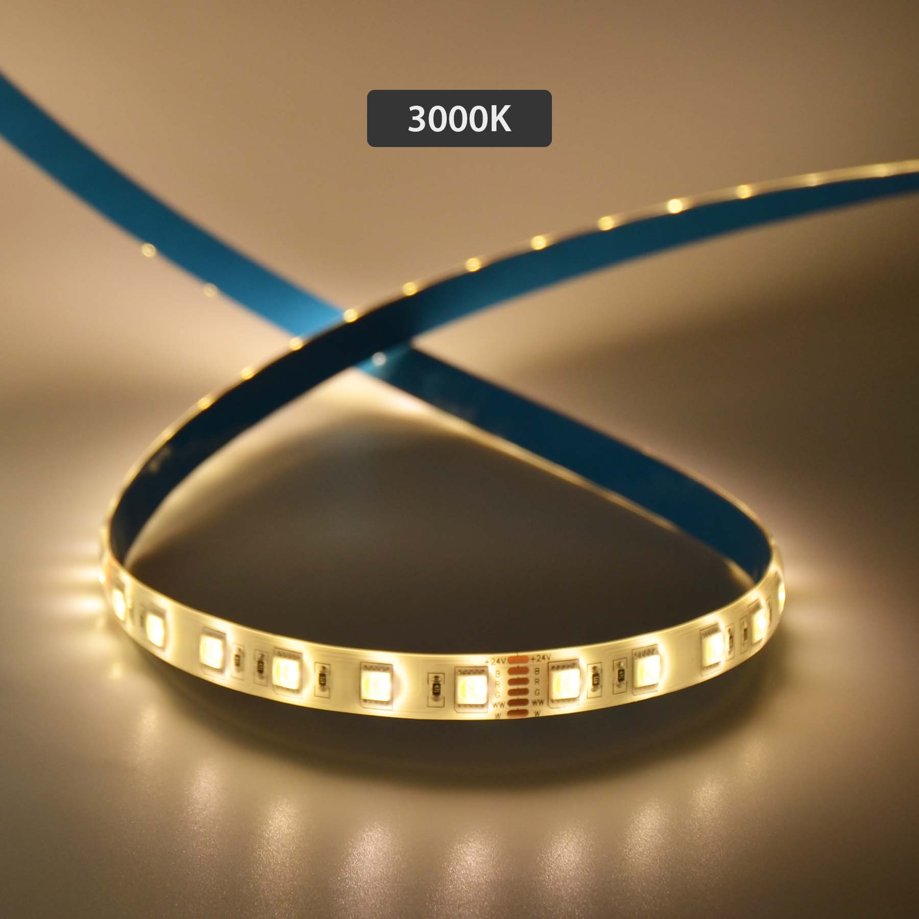  LED 5050 Strip Light, 5M Reel, IP44, 24V, 60 LEDs/M, RGB+CCT